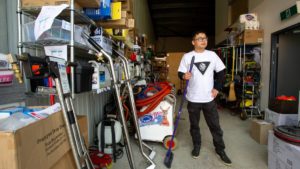 Robert Wang, from Mr Guru cleaning service, said businesses have been requesting more cleaning due to coronavirus. Picture: Elesa Kurtz